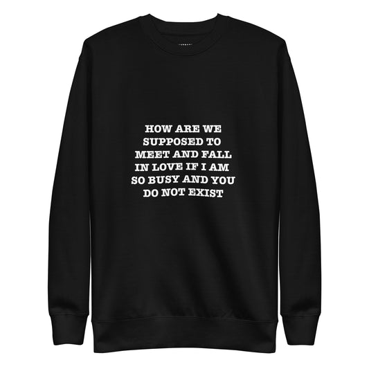 HOW ARE WE SUPPOSED TO MEET AND FALL IN LOVE IF IM SO BUSY AND YOU DONT EXIST Katastrofffe Unisex Premium Sweatshirt